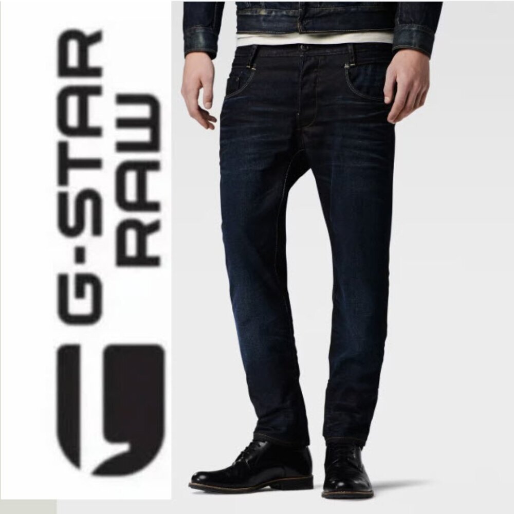 G-Star RAW GS01 Slim Straight Jeans Dark Grey Button Fly High Rise Size 33